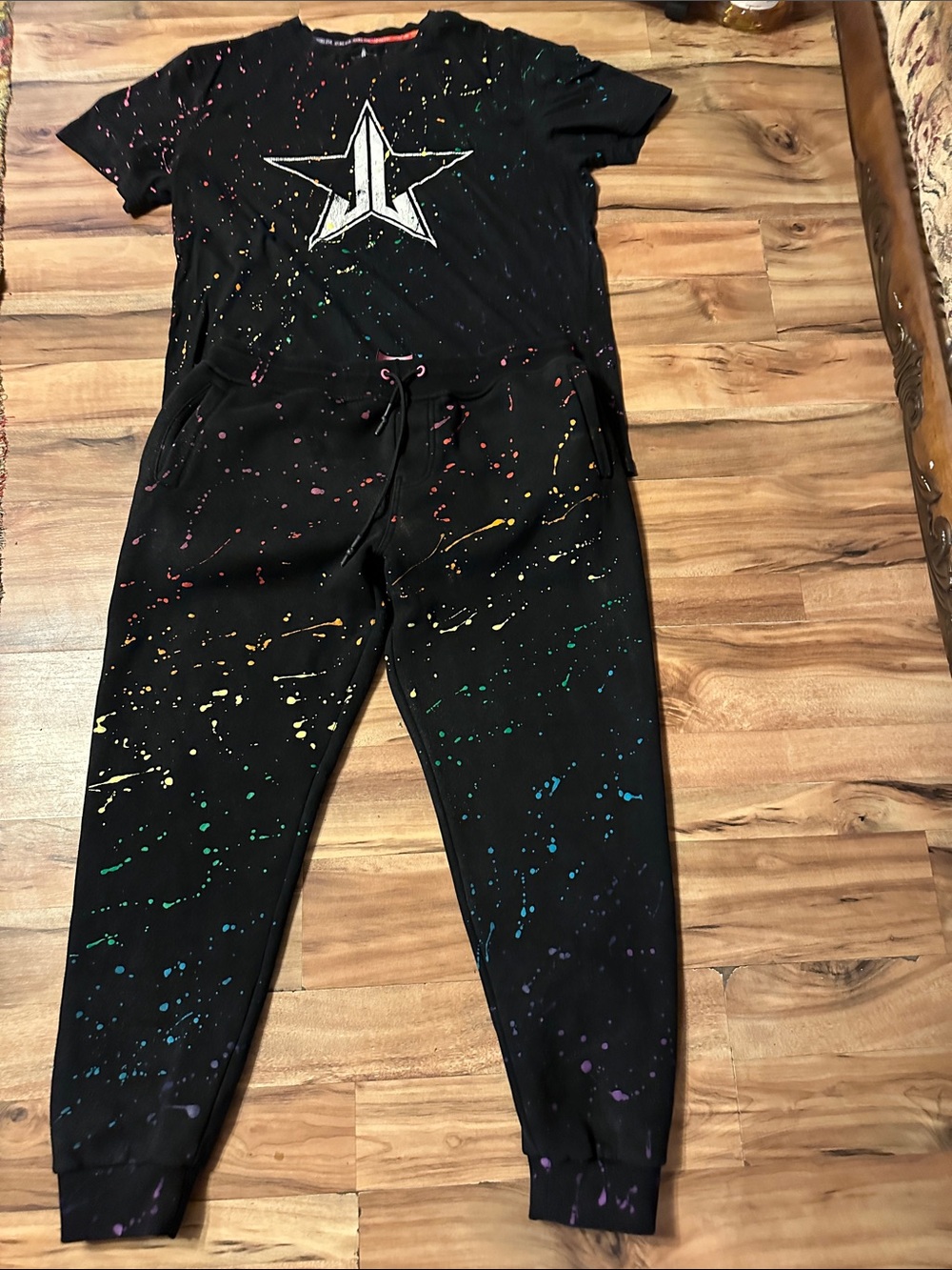Jeffree Star Black Hoodie with Multicolor Paint Splatter